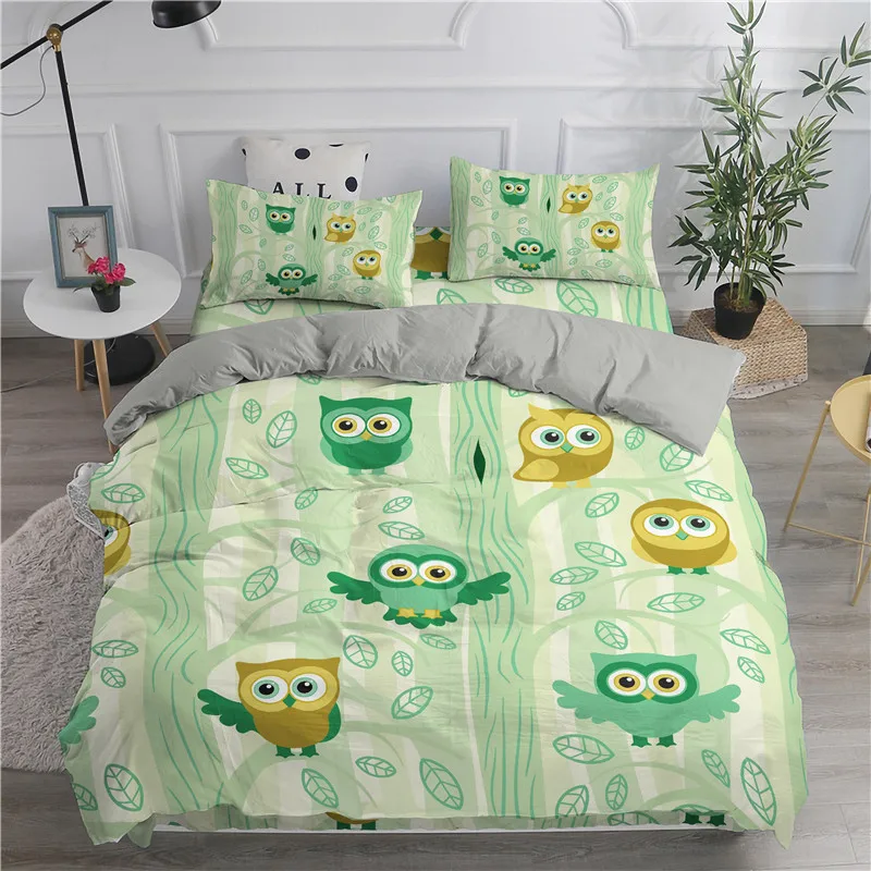 SXJ0561-1 ZEIMON мультфильм животных 3d Постельное белье Сова Pattern один queen King Размеры пододеяльники 2/3 штуки, Роскошный домашний текстиль - Цвет: SXJ0561-1