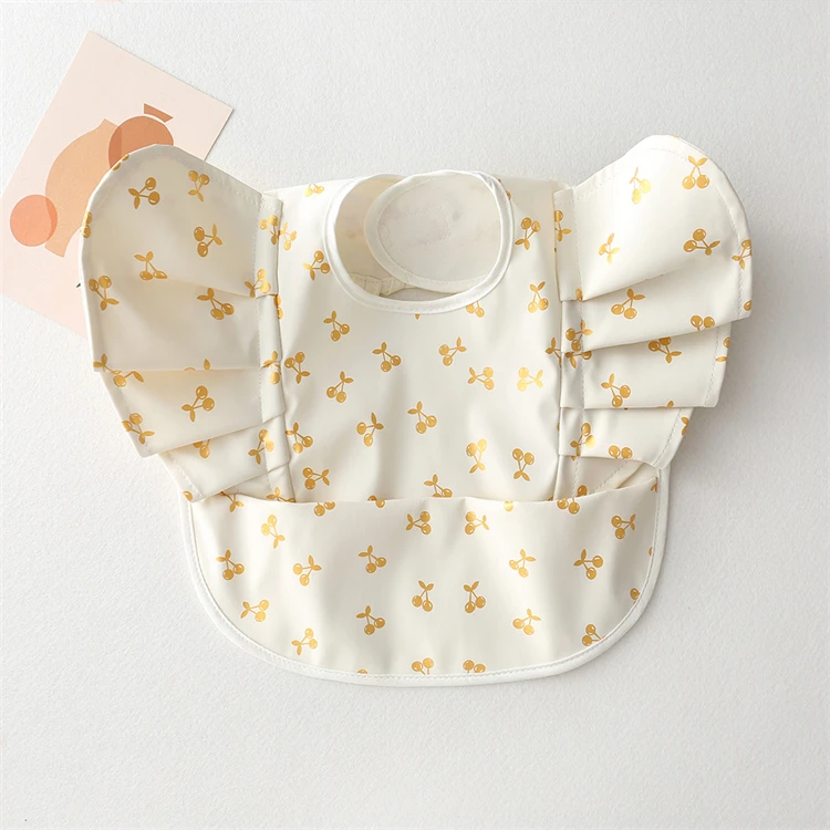 Baby Accessories luxury	 Baby Bibs INS Nordic Style Angel Feed Pocket Burp Girl Boy Infant Meals Bib Waterproof Easy Clean Cute Elephant Bibs Soft PU accessoriesbaby eating 