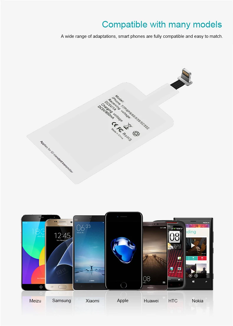 8 Pin Micro usb type C Qi Беспроводное зарядное устройство приемник зарядное устройство с ресивером Pad катушка для док-станции для iPhone Andriod смарт-устройств