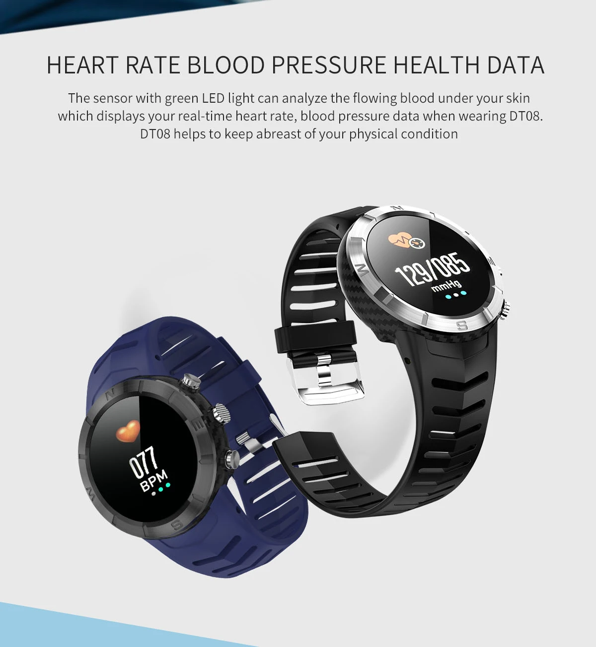 DT08 Смарт часы Датчик давления воздуха высота компас HRV здоровье тест IP67 водонепроницаемые спортивные часы Bluetooth 4,2