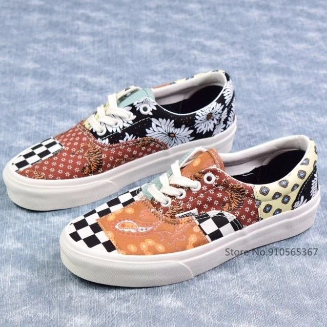 checkerboard flower vans
