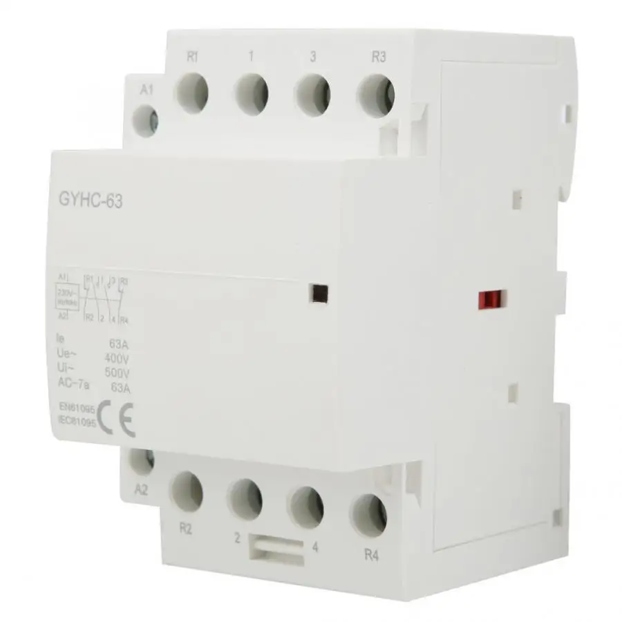 2NO2NC 4P контактор переменного тока 63A 220V 50Hz Мини AC контактор для дома 4NO 2NO 2NC c креплением на рейке DIN бытовой - Цвет: 2NO2NC