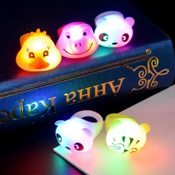 3 pçs dos desenhos animados animal brilho no escuro led light up ring crianças brinquedo suprimentos festa luminosa anel brilho crianças brinquedo flash