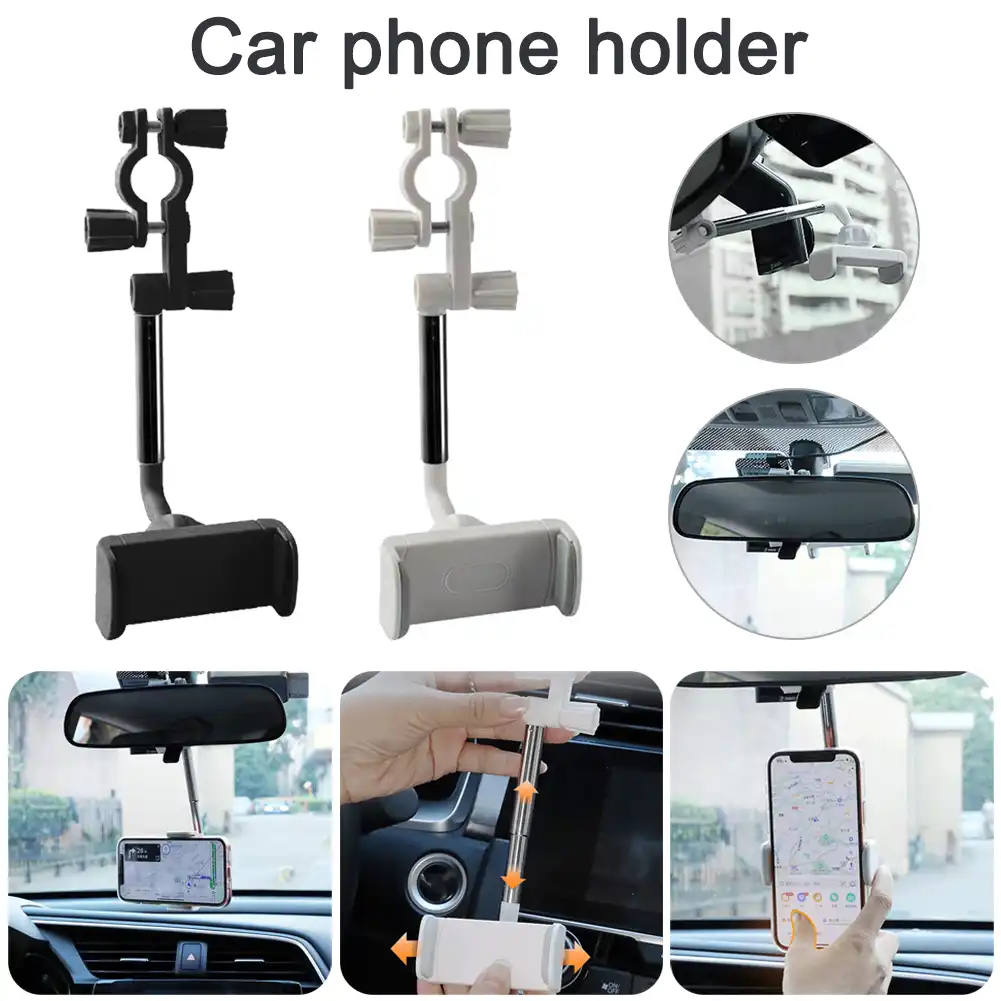 Car Rearview Mirror Rear Seat Headrest Phone Holder 360 Degree Rotation Adjustable Phone Stand Reversing Navigator For 4 0 6 1 Universal Car Bracket Aliexpress