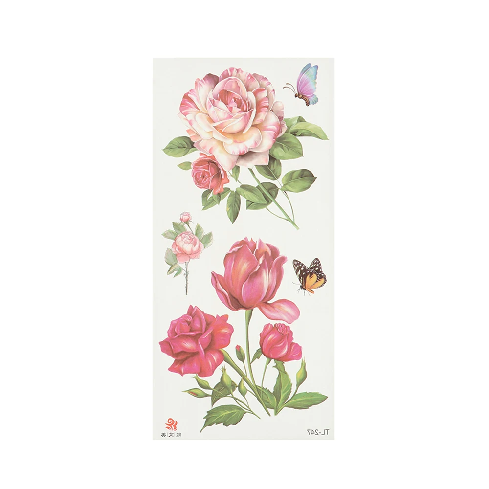 style2-14 1 шт., новинка, модные, 3D, реалистичные, розовые, сексуальные, водонепроницаемые, временные татуировки для женщин, флеш-тату, на руку, на плечо, большие цветы, наклейки - Цвет: style2-14