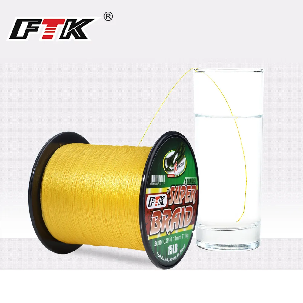 FTK 300m 500m PE Fishing Line 4 Strands Braided Fishing Line 0.10mm-0.40mm 0.4-6.0# Code 8-60LB PE Multifilament Fishing Line