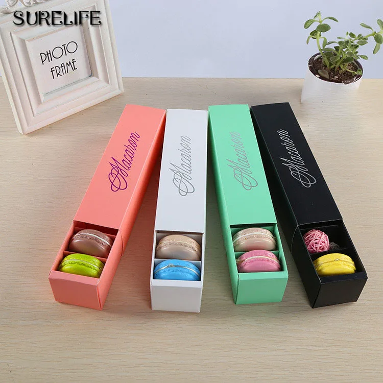 

10 pieces Macaron Baking Packing Chocolate Cake packaging bronzing West Point cartridge box drawer Sum