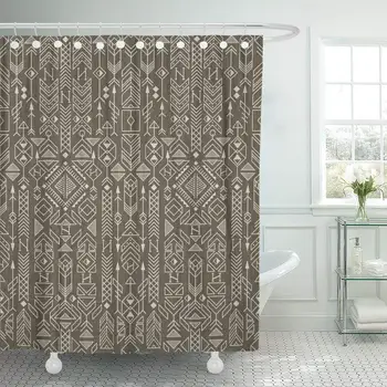 

Abstract Ethnic Pattern Native American Motifs African Aztec Carpet Shower Curtain Waterproof 72 x 72 Inches Set with Hooks