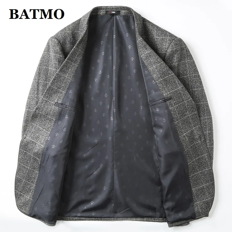 BATMO Новое поступление осенний высококачественный клетчатый повседневный мужской блейзер, мужские куртки, большие размеры 238