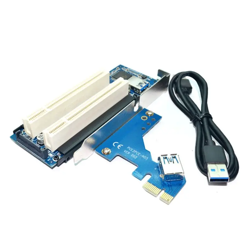 PCI E Express X1 to Dual PCI Riser Extend Adapter Card with Cable for WIN2000 XP 1