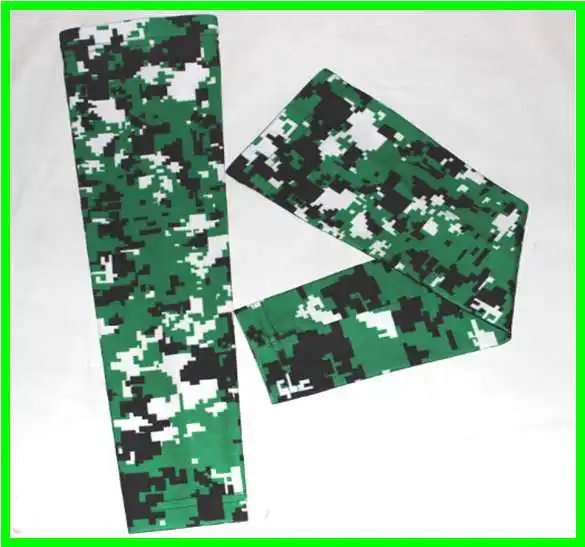 green black white Черный/серый/белый компрессионный спортивный рукав цифровой камуфляж Бейсбол Футбол Баскетбол Молодежный взрослый - Цвет: green black white