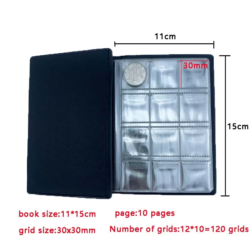 Coin Storage Albums - Blackish Green Cover - 120 pockets/Album[30x27mm per Pocket]