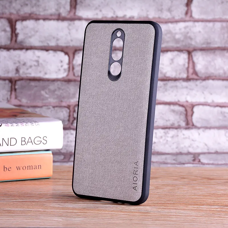 Light Gray Чехол для Xiaomi Redmi 8, роскошный текстильный кожаный чехол, мягкий ТПУ Жесткий чехол для телефона Xiaomi Redmi 8, чехол, funda - Цвет: Light Gray
