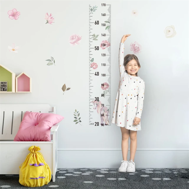 Child Flower Height Measurement Wall Sticker - TenStickers