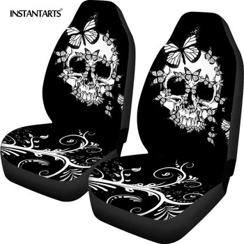 

INSTANTARTS Universal Moxico Skull Print Car Front Seat Cover Autos Full Cushion Covers Fit For Most Cars Gothic Car Interior