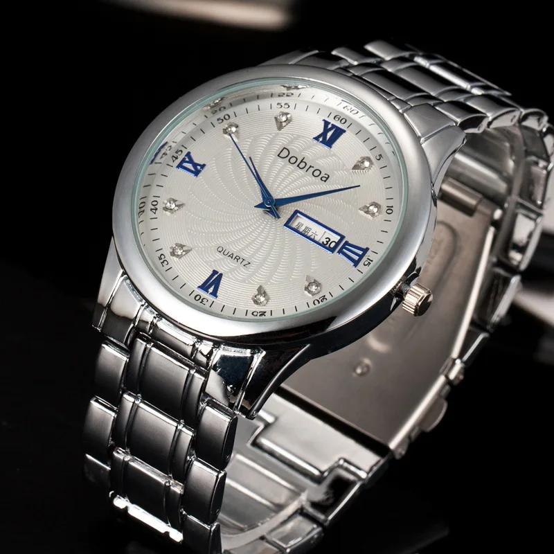 

2427 Wechat Business Supply Of Goods Fashion For Men And Women Business Watch Couples Rome With Calendar Diamond-embedded Watch