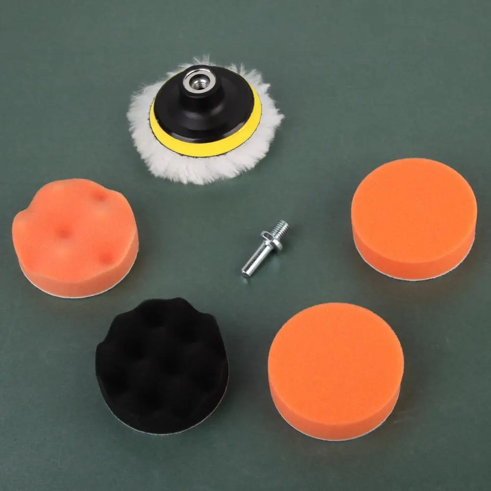 Car Polishing Pad Car Polish Pad Polishing Wheel Kit 7 Pcs 3 inch Buffing Pad Auto Car Polishing Wheel Kit Buffer + M14 Drill Adaptor Thread Wheel Kit Buffer Car Accessories