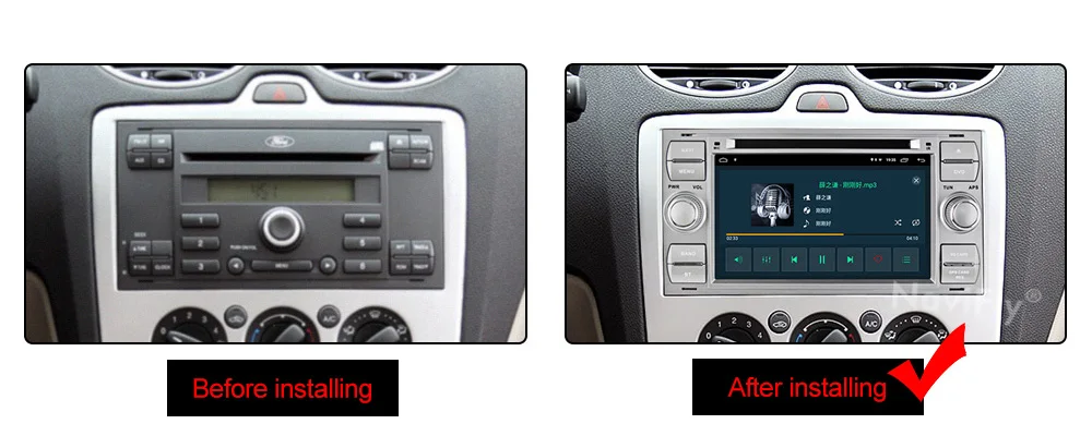 Excellent Navifly Android 9.1 Quad core 32G ROM Car Multimedia player for Ford Focus Kuga Transit Silver with free shipping 4G wifi RDS HD 11