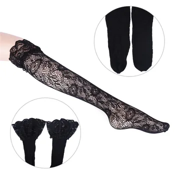 

1 Pair Sexy Women Girl Black Lace Floral Print Stay Up Thigh High Sexy Lingerie Pantyhose Fishnet
