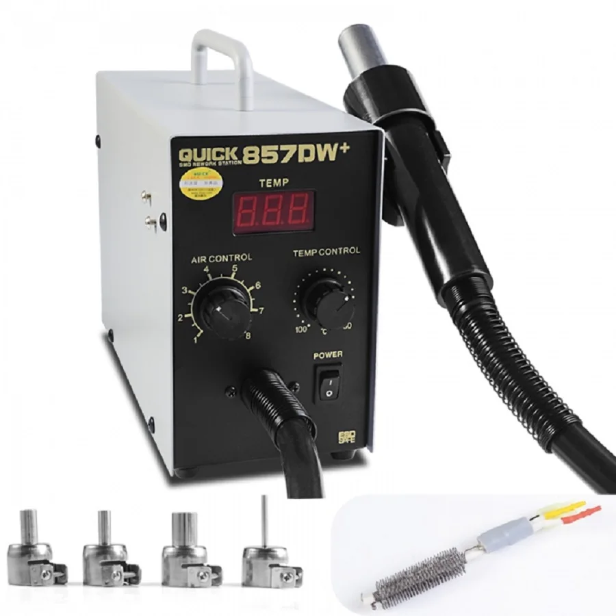 Быстрая 857DW+ SMD паяльная станция ESD 580 Вт Профессиональная станция горячего воздуха с тепловым пистолетом горячего воздуха SMD станция горячего переработы