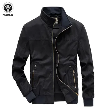 

RUELK New Brand Fashion Brand Men's Jackets Solid Coats Overcoat 2019 Autumn Winter Male Casual Stand Collar Jacket Big Size