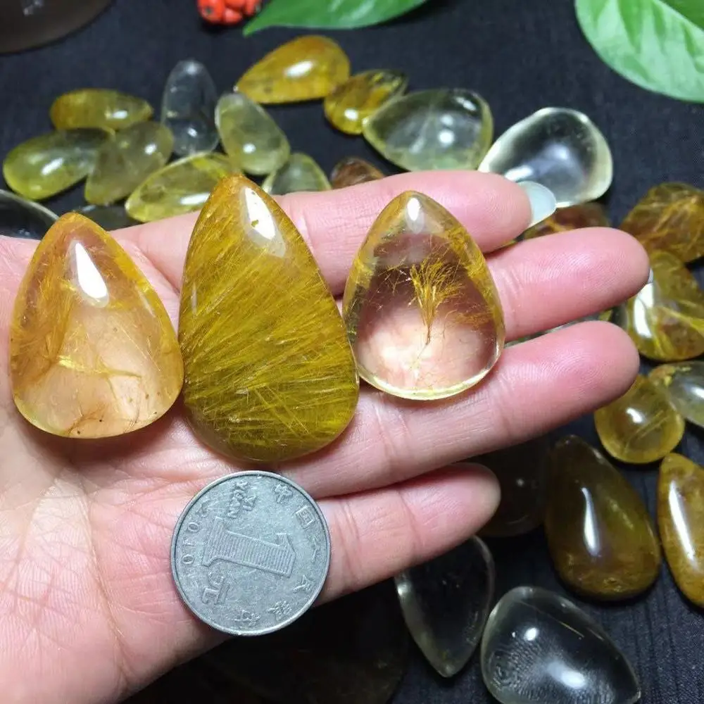 Natural gold quartz stone rutilated 