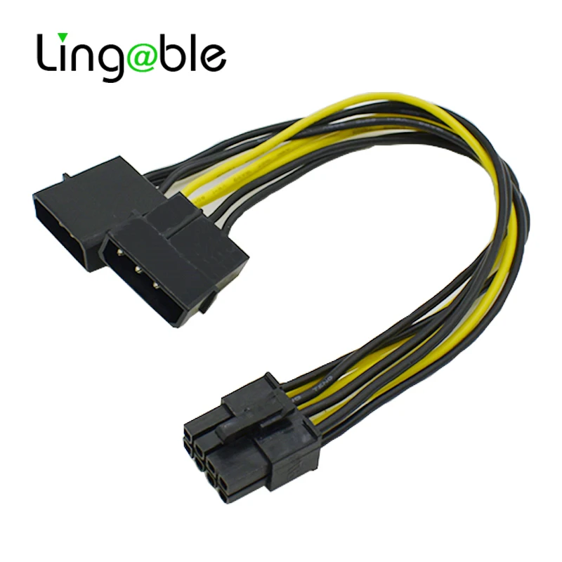 Видеокарта Lingable Dual Molex с 4-контактным на 8-контактный разъем PCI Express Pci-e ATX PSU кабель