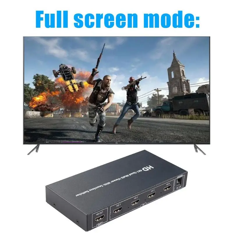 Quad multi-просмотра 4x1 HDMI коммутатор 4 порта штамповки оболочки из стальной пластины 1080P с бесшовным переключателем сплиттер 174x84x26 мм