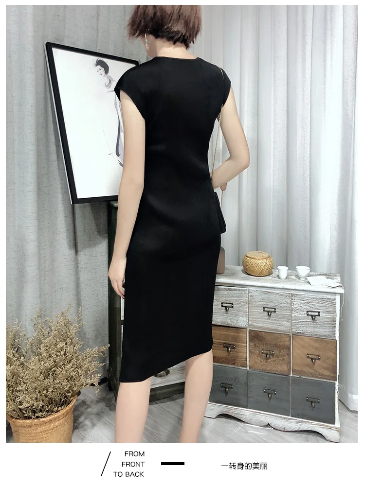 Miyake модное лоскутное платье без рукавов с круглым вырезом прямое платье доступно