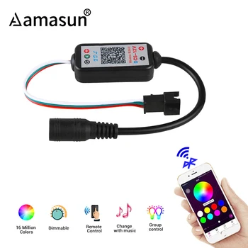 

Wireless Dimmer XDL Music Bluetooth RGB Controller by Smart Phone APP for WS2811 WS2812 WS2812B SK6812 1903 Pixel LED Strip