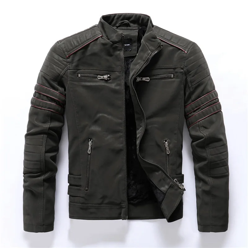 

Maxulla Spring PU Leather Brushed Jacket Mens Casual Faux Leather Coats Male Motor Jacket PU Jackets Big Size Mla078
