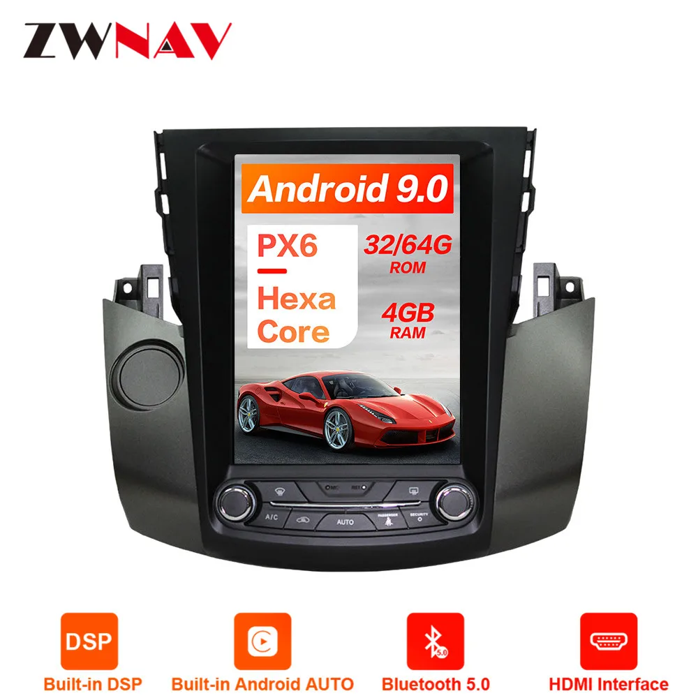 Tesla style 4 Гб rom Android 9,0 для Toyota RAV4 2006-2012 Автомобильный gps навигатор головное устройство радио магнитофон мультимедийный плеер ips