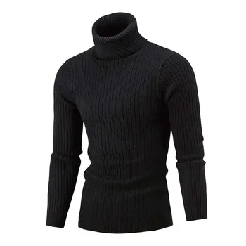 

Winter Men Slim Warm Knit High Neck Pullover Jumper Sweater Turtleneck Top Plus Size M-5XL pull homme sueter hombre sweter 2019