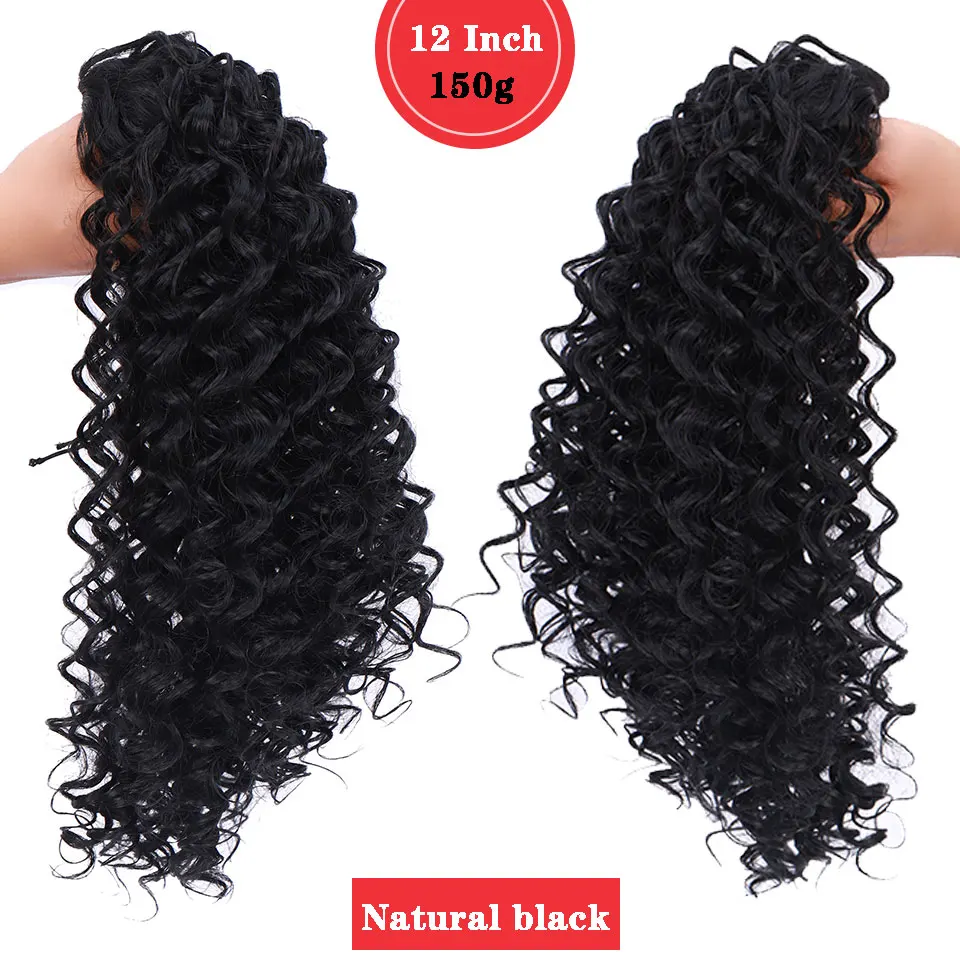 BUQI" Drawstring Afro Curly Ponytail Synthetic Hair Bun Chignon Hairpiece For Women Clip in Hair Extension