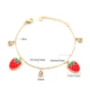 LUXUSTEEL Cute Baby Girl Strawberry and Round Cubic Zirconia Chains Bracelets Best Friend Stainless Steel Collier Bangles Mujer ► Photo 2/5