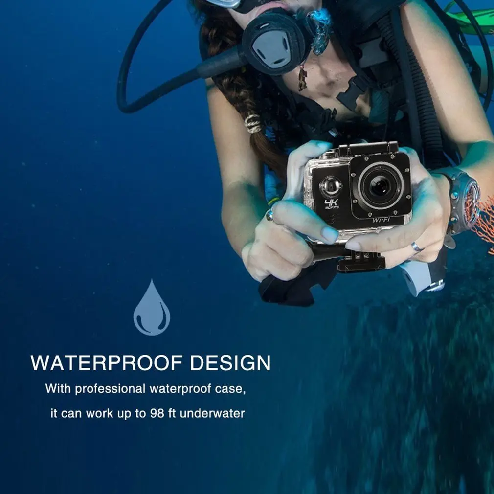 4K 30FPS 16MP Action Camera Full HD 1080P 60fps Waterproof Cam Wifi Camcorders 170D Mini 2.0" LCD Video Sport Camera