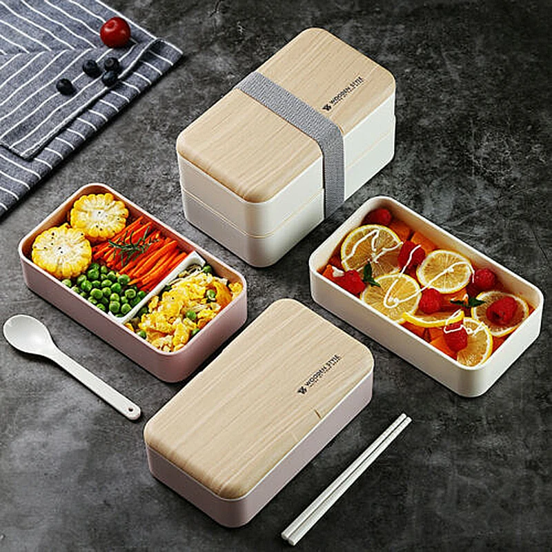 Japanese-style Bento box Lunch box 2 Compartments Wooden Christmas