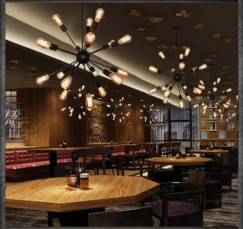 

ZISIZ Edison Bulbs Vintage Industrial Loft Pendant Light 12/16/18/20 Head Sputnik Pendant LampAC110V 220V Restaurant Bar Lights