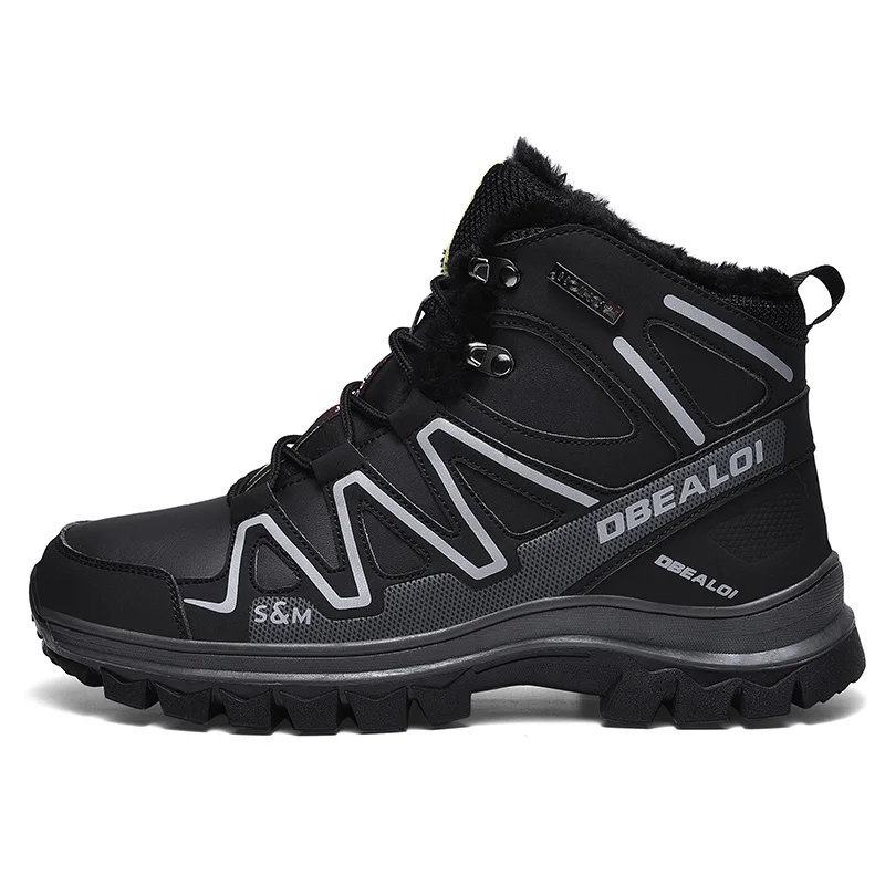 Мужские ботинки; теплые зимние ботинки из плюша; повседневная мужская зимняя походная обувь; Мужская обувь; ботильоны; Zapatos De Hombre - Color: Black