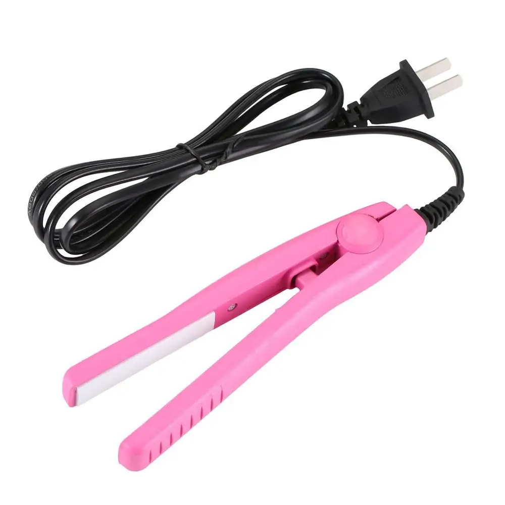 pink Мини электрическая плойка плоская железная керамическая бигуди для волос и выпрямитель для завивки волос прибор для стайлинга щипцы US Plug - Цвет: pink