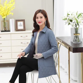 

New middle age women cotton-padded tops mother Cotton coat thin quilted jacket autumn winter Warm Long-sleeved Jacket Parkas