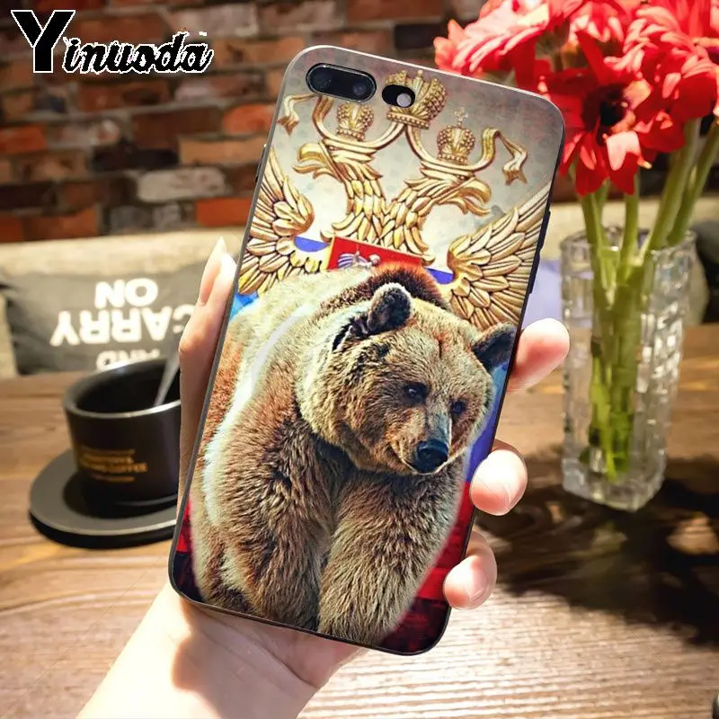 Yinuoda флаг России черный медведь, Мягкий силикон чехол для телефона для iPhone 7plus 6S 7 8Plus X 5S xr xs max xr 11 11pro max чехол - Цвет: 15