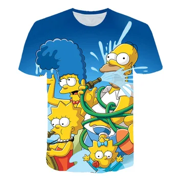 

2019 New Boys T Shirt Streetwear Short Sleeve T-shirt Cartoon Simpson Tee Shirt Enfant Baby Clothes