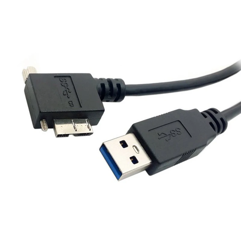 USB 3,0 A штекер Micro-B левый Угловой 90 градусов кабель с запирающими винтами для Nikon D800 D800E D810 15ft 5 м
