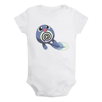 

Cartoon Pokemon Poliwag Alakazam Ditto Goldeen Printed Newborn Baby Girl Boys Clothes Short Sleeve Romper Outfits 100% Cotton