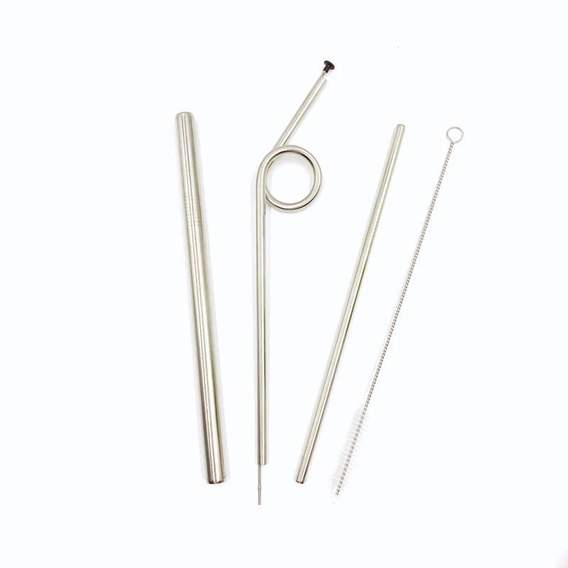 straw set Нержавеющая сталь металл спин соломинки многократного использования дизайн питьевой соломы металла питьевой Радуга соломинки - Цвет: straw set