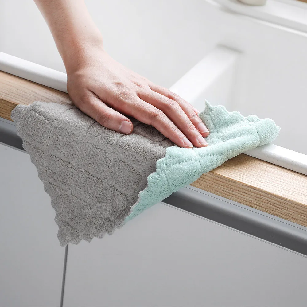1 шт. антипригарные масляные коралловые бархатные подвесные полотенца для рук Кухонные чистящие подушечки для посуды санитарная многофункциональная микрофибра для очистки#45