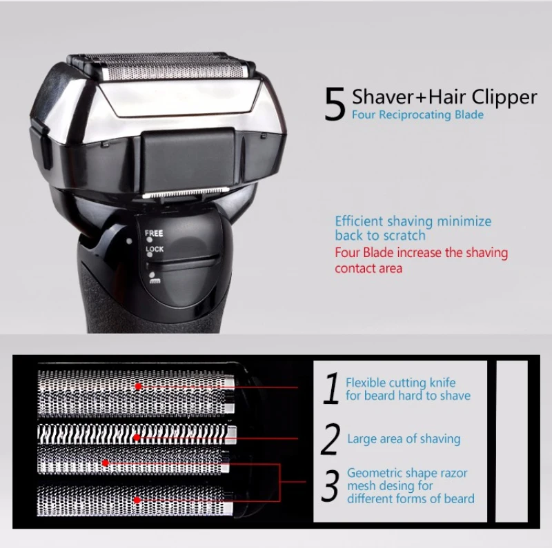  KEMEI Mens Electric Shavers Whole Body Washing Precision Clipper Maquina De Afeitar Electrica Para 