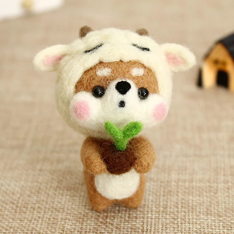 Kits of Sheep DIY иголка для рукоделия из валяной Животные ручной работы 12 китайских моторных лодок Стиль из косплей Shiba игрушка войлочная шерсть наборы для ремесла для детей& Friend подарок - Цвет: Kits of Sheep