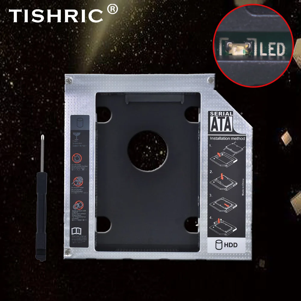 

Tishric Universal Aluminum 9.5mm SATA 3.0 HDD Caddy With LED Adapter DVD HDD Hard Disk Enclosure Optibay For Laptop DVD-ROM ODD